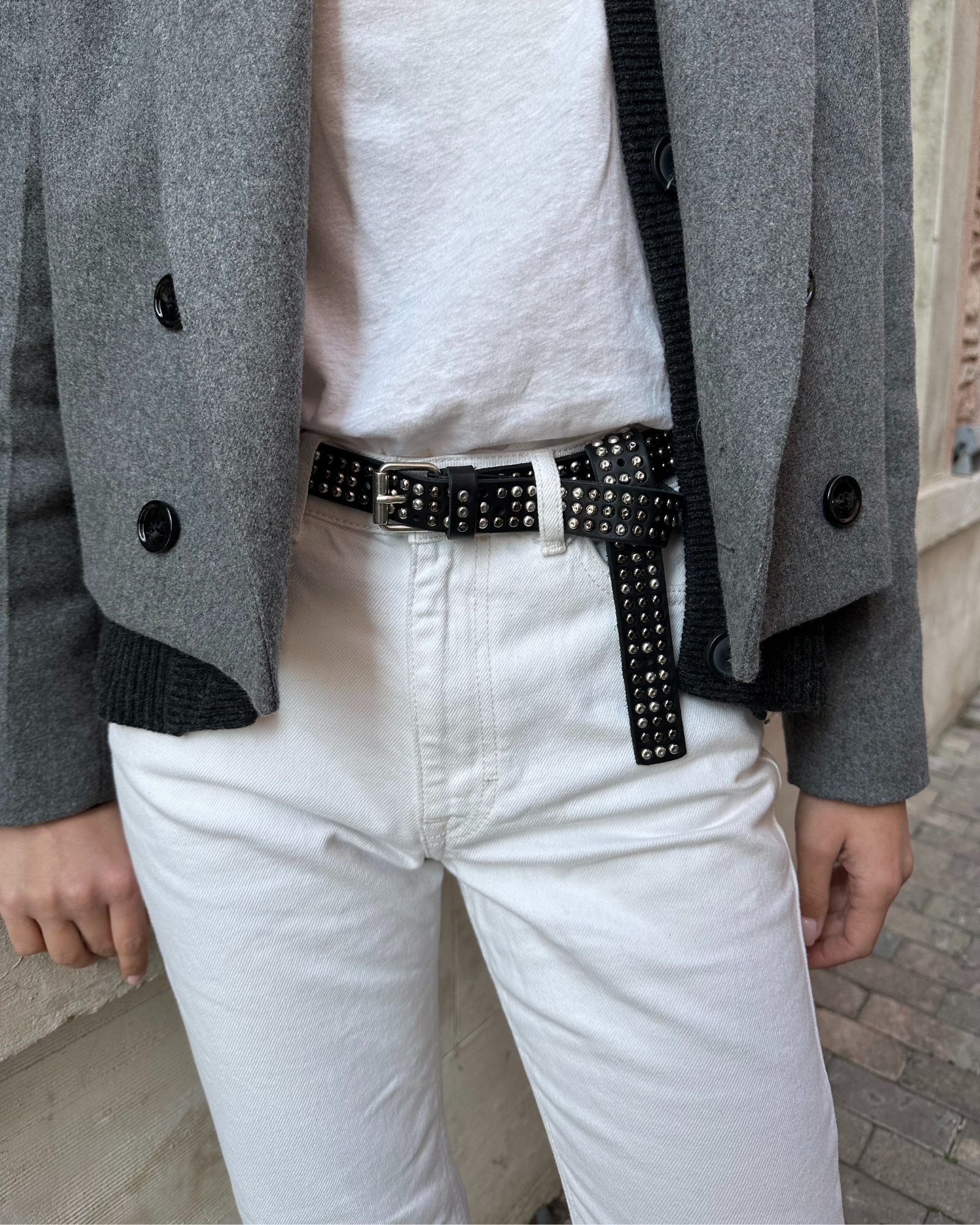 Black Leather Belt With Studs