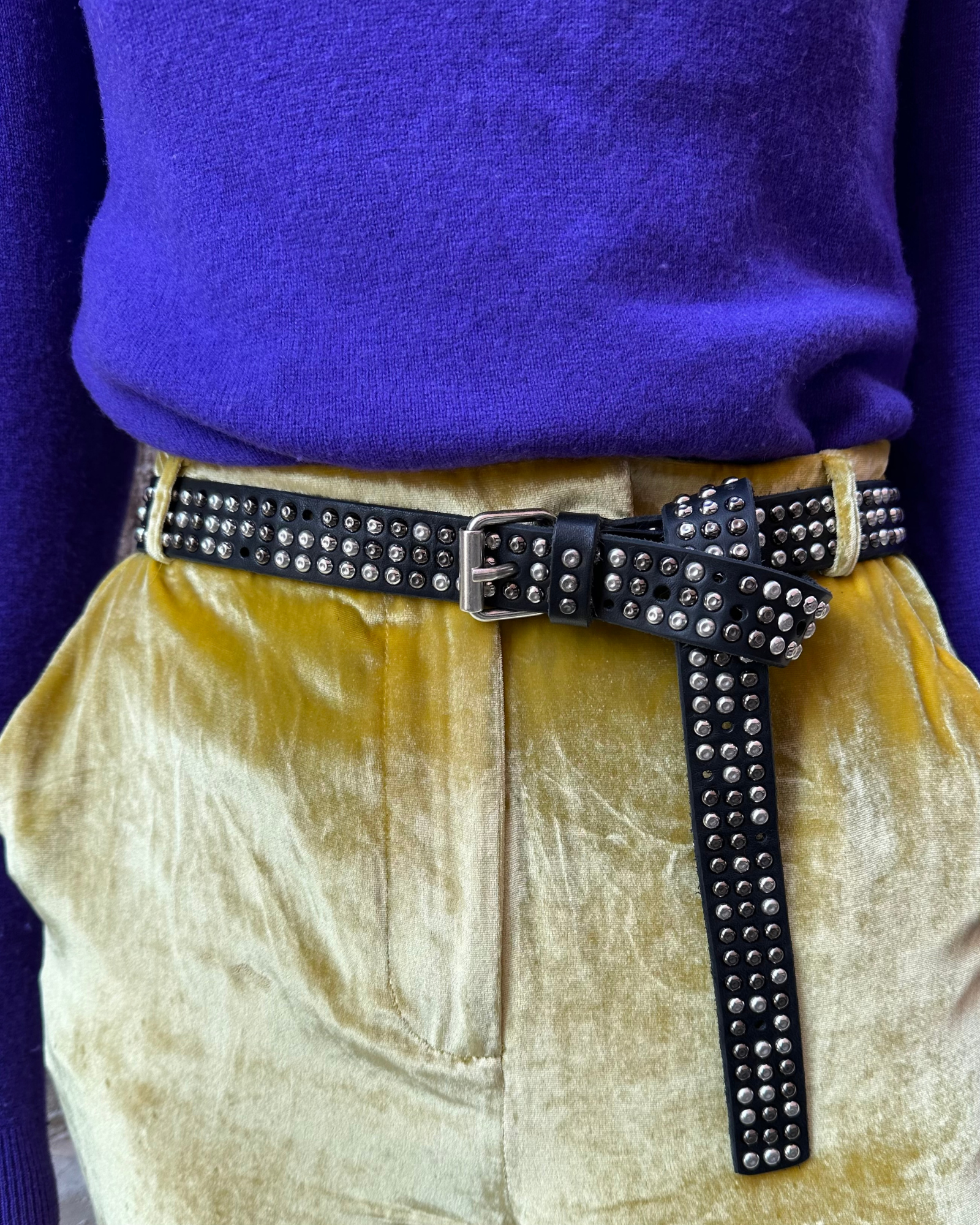 Black Leather Belt With Studs