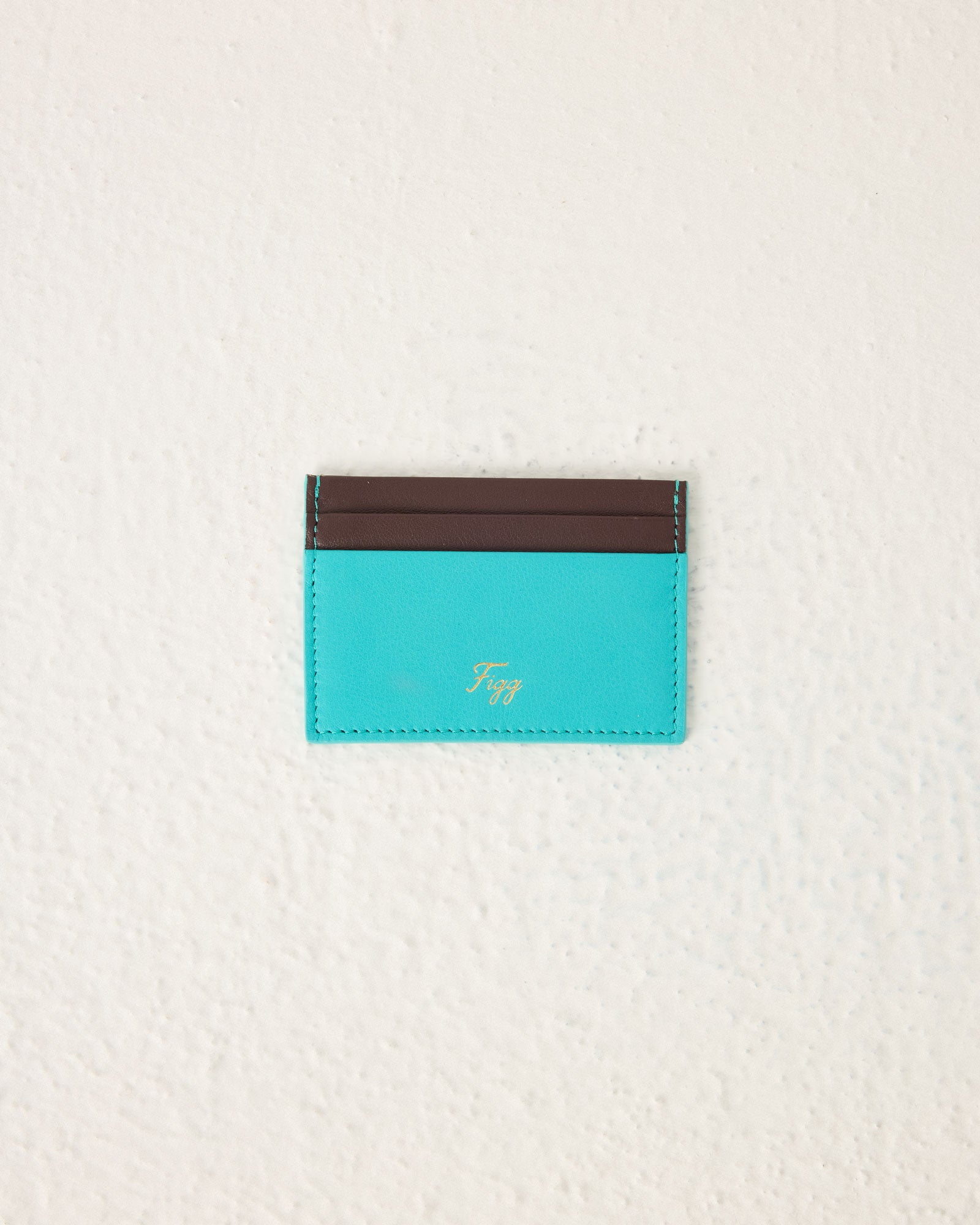 Turquoise Leather Card Holder
