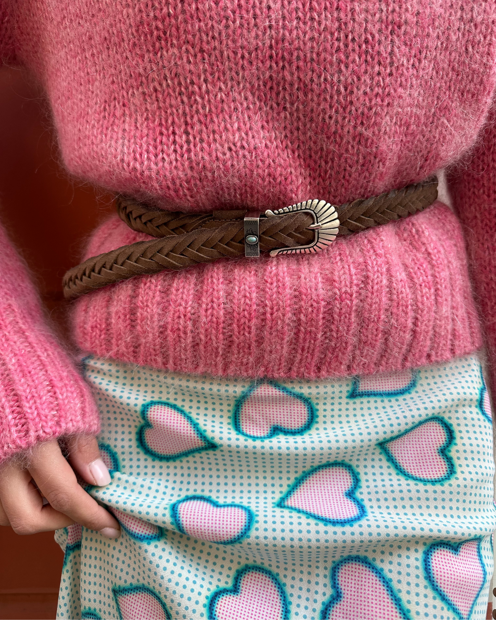 Light Brown Braided Leather Belt