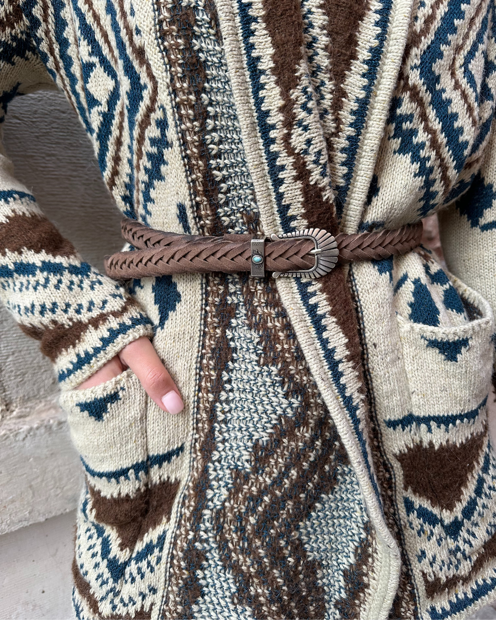 Light Brown Braided Leather Belt