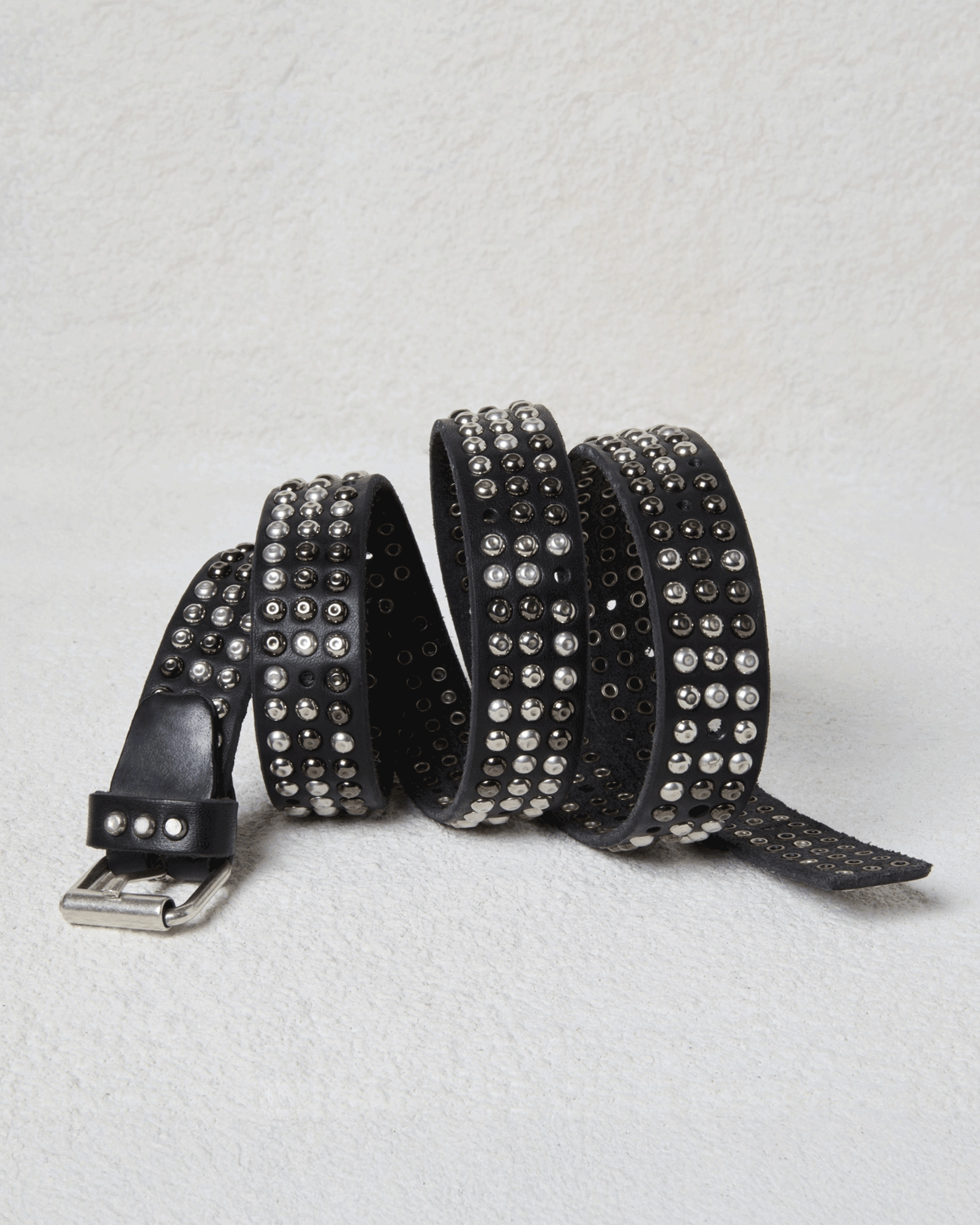 Black Leather Belt With Studs