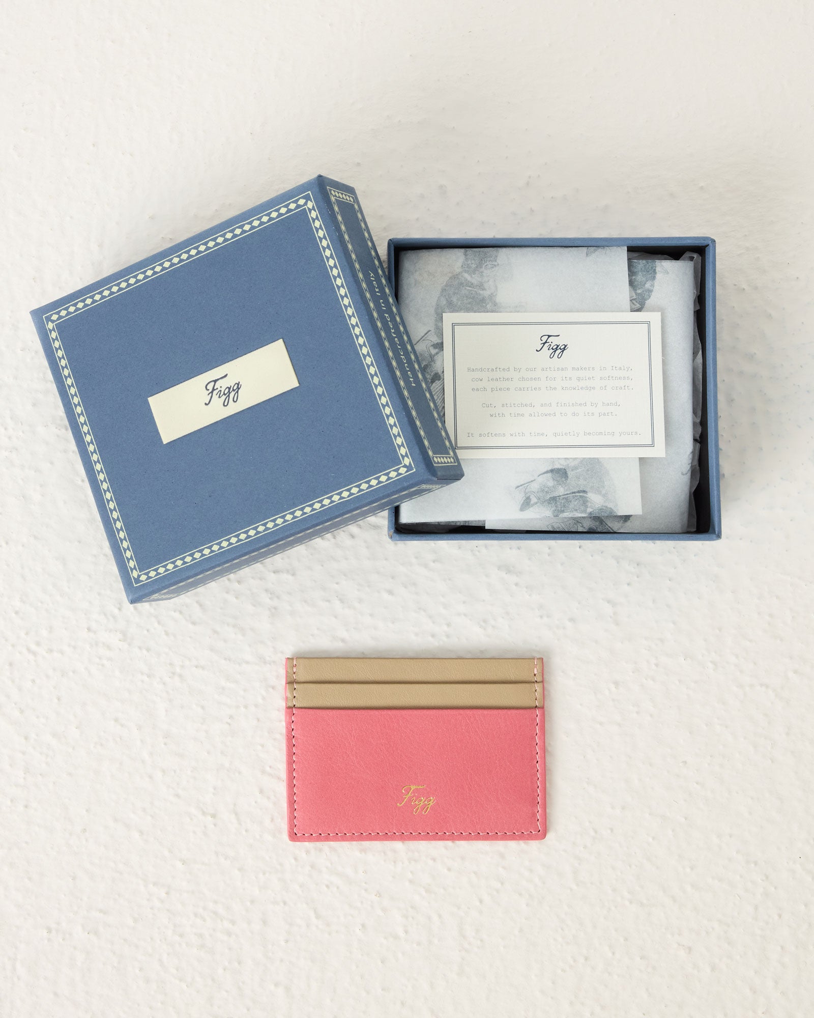 Pink Sand Leather Card Holder