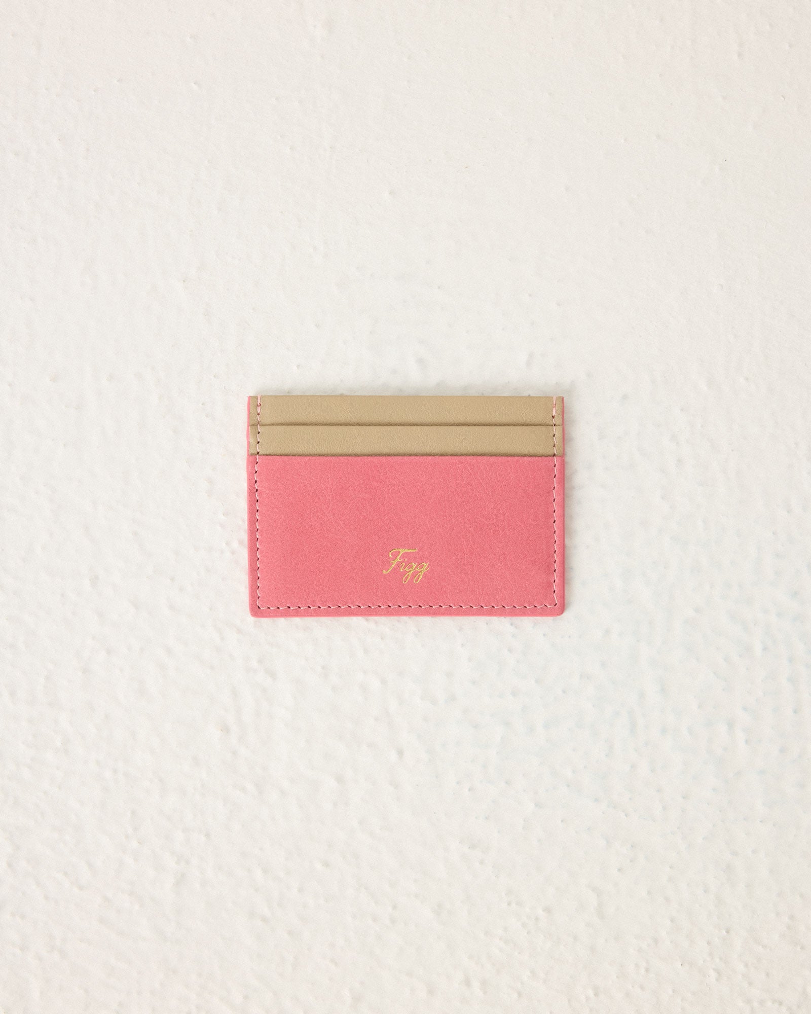 Pink Sand Leather Card Holder