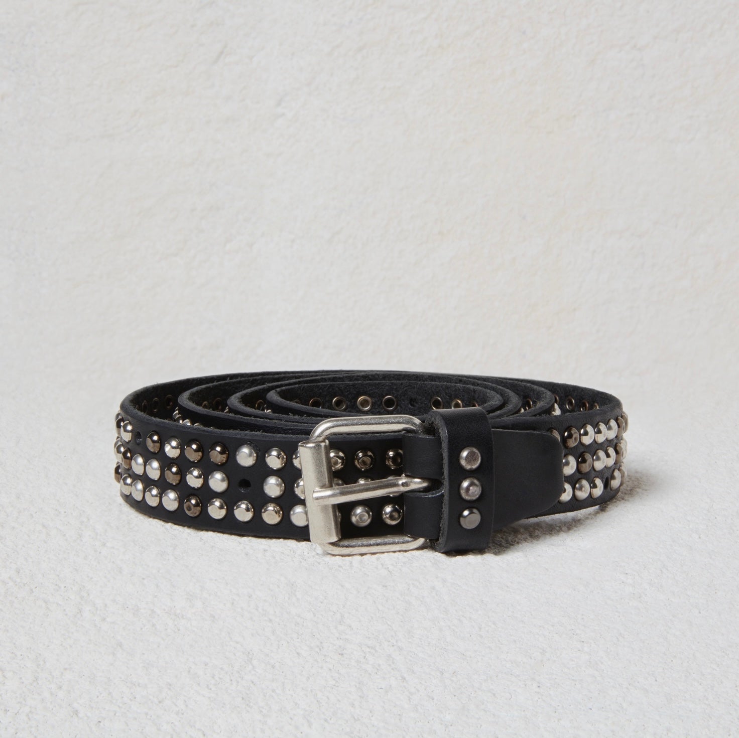 Black Leather Belt With Studs