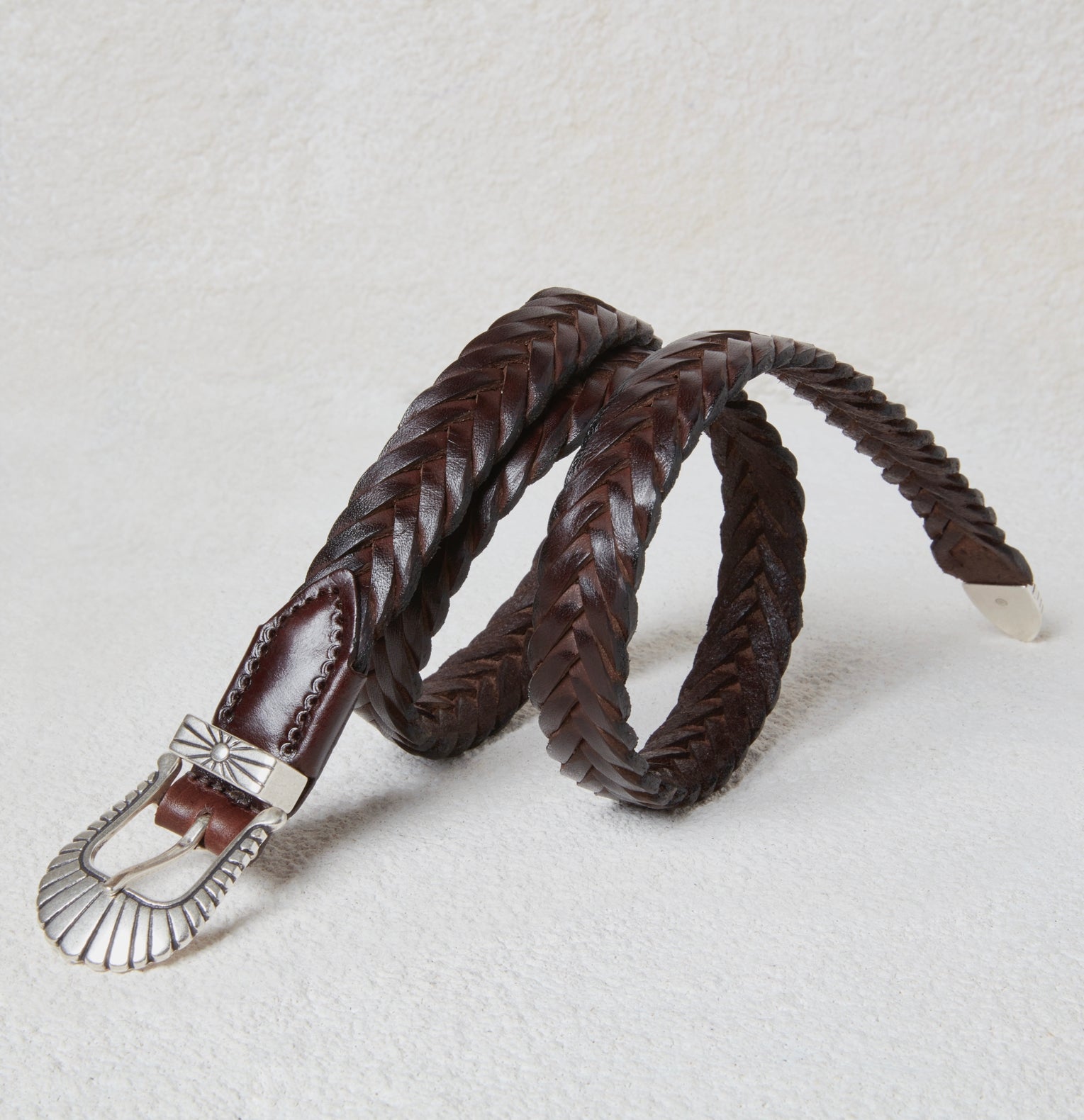 Dark Brown Braided Leather Belt