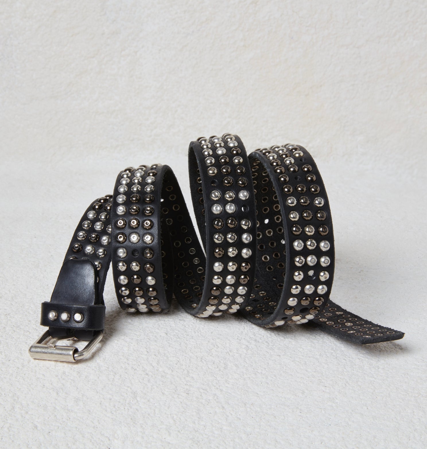 Black Leather Belt With Studs