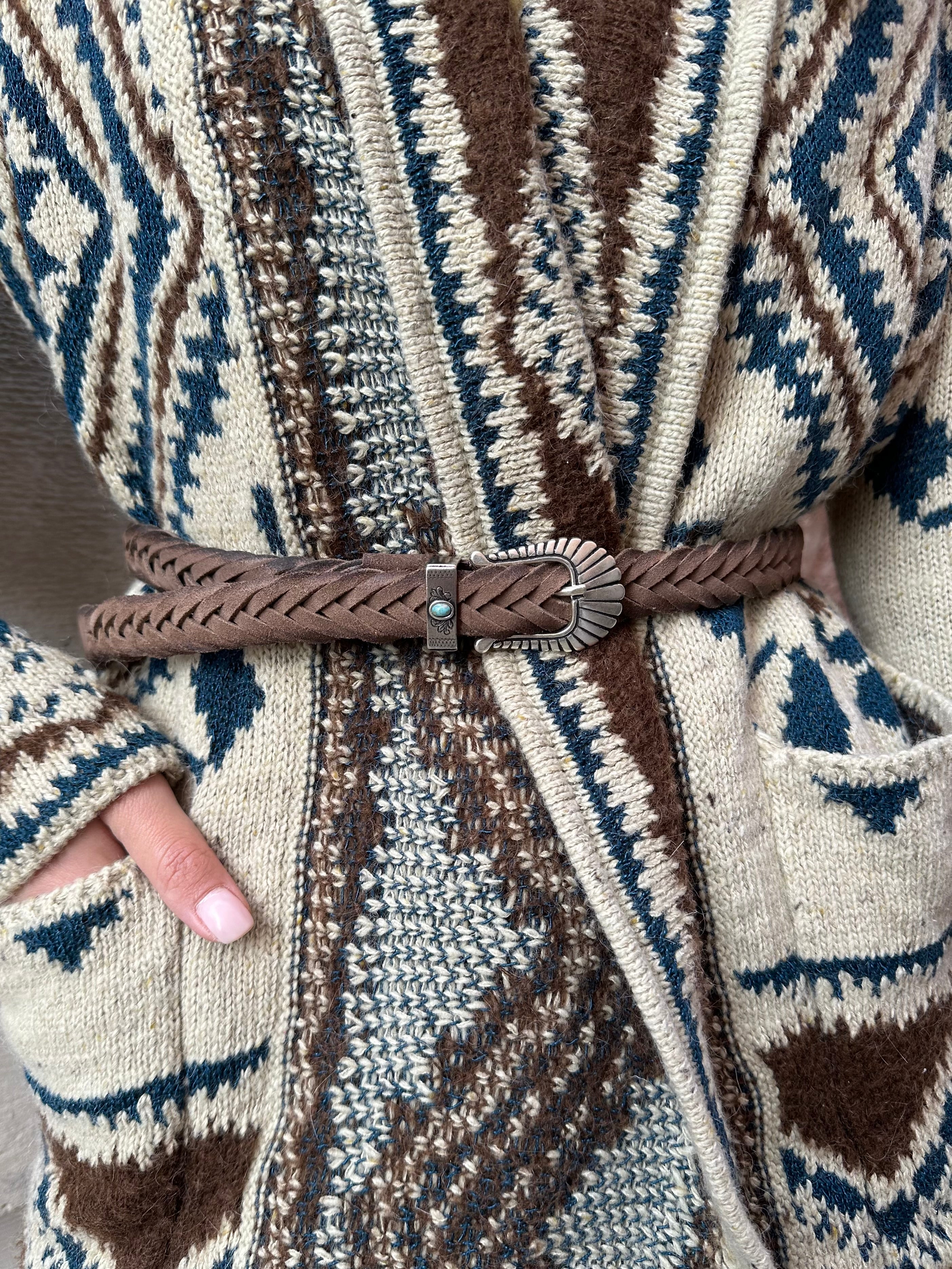 Light Brown Braided Leather Belt