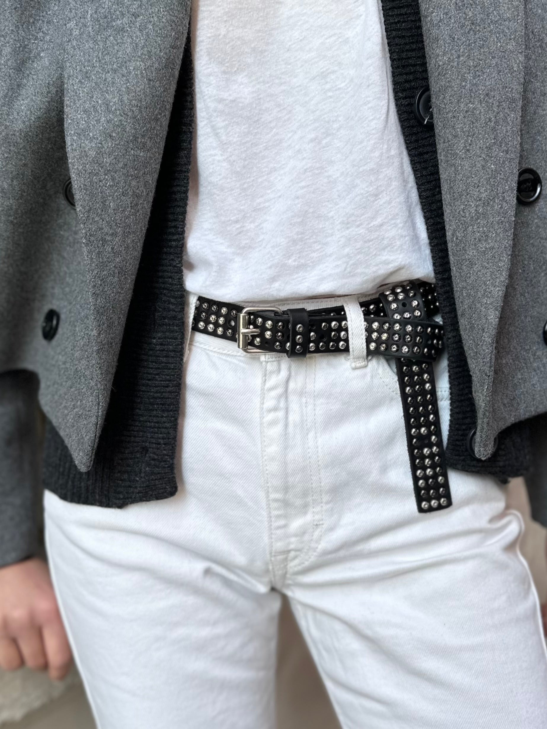 Black Leather Belt With Studs