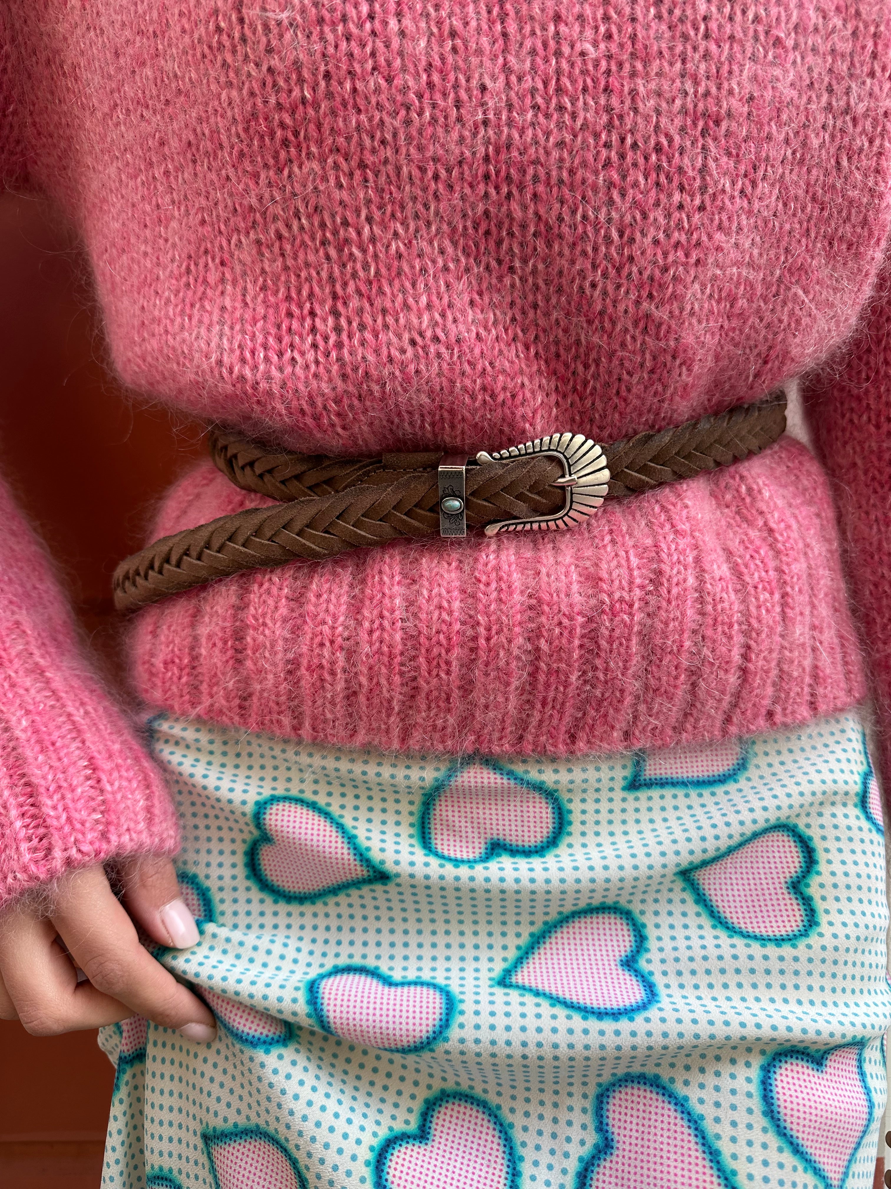 Light Brown Braided Leather Belt