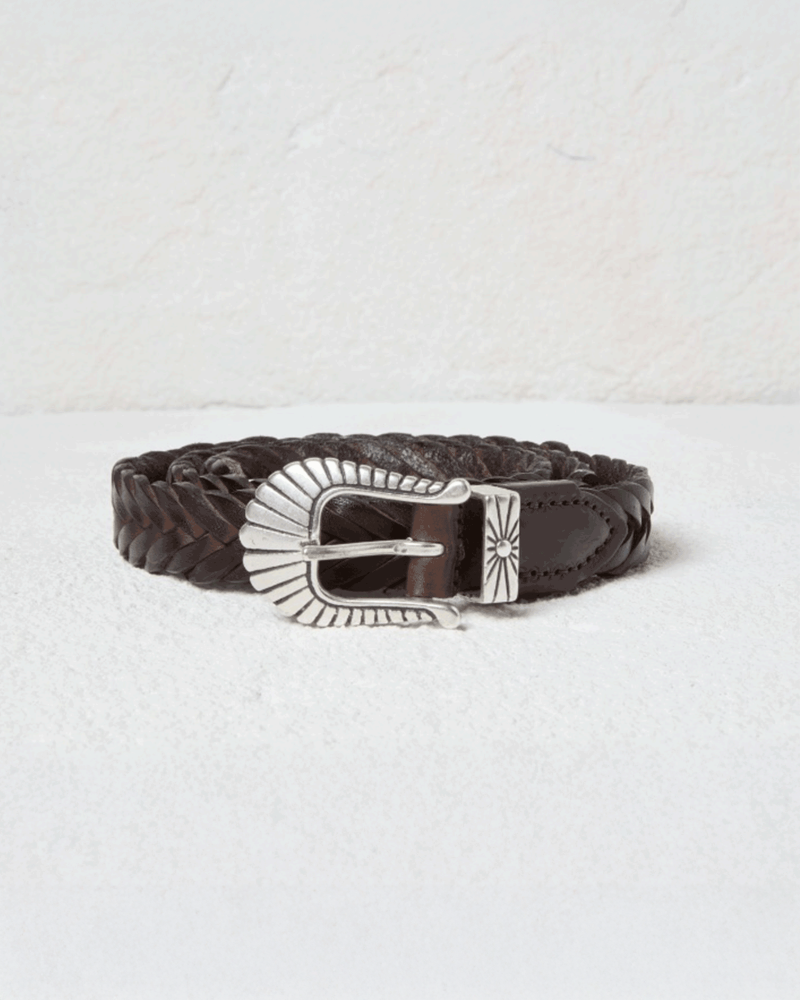Dark Brown Braided Leather Belt