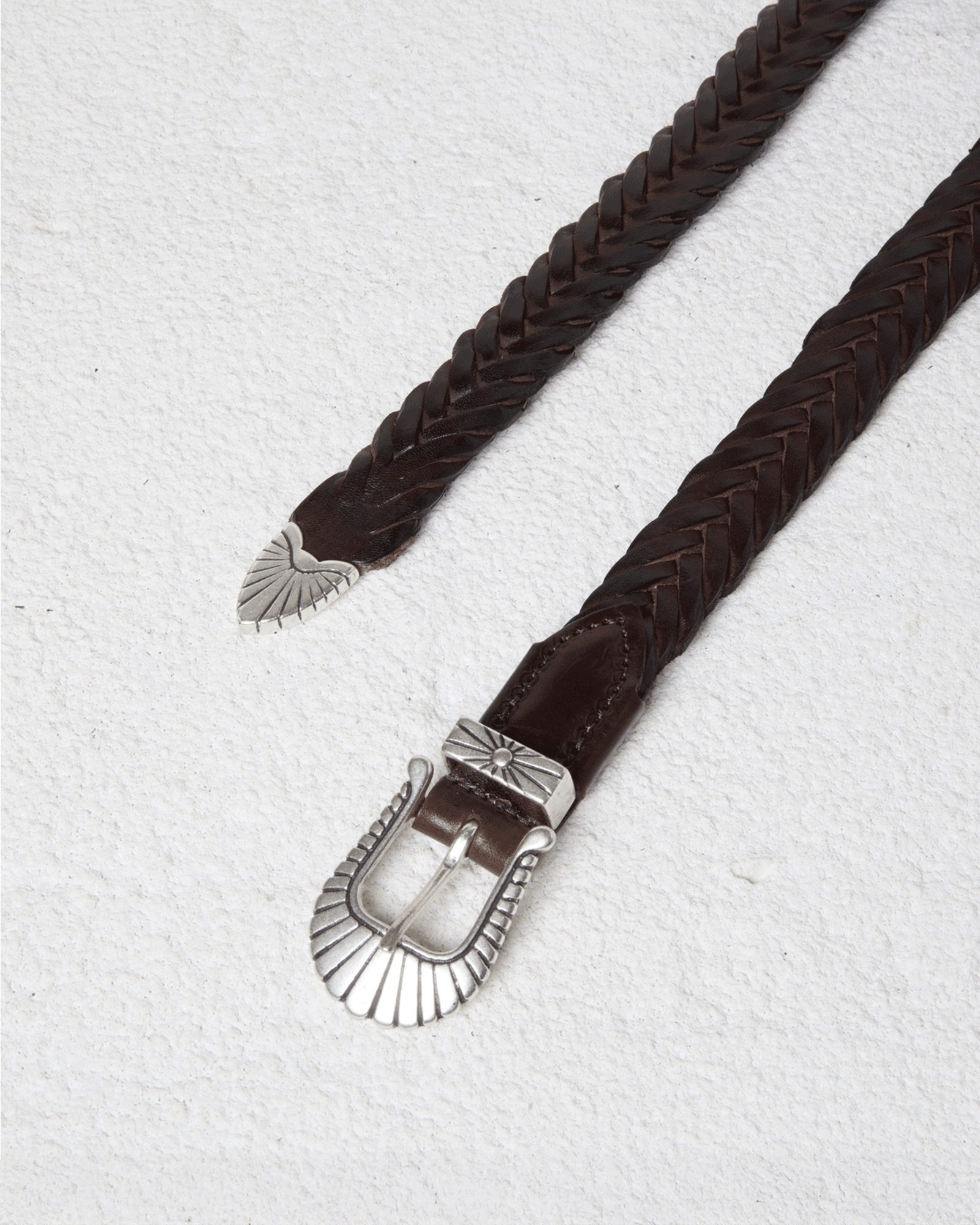 Dark Brown Braided Leather Belt