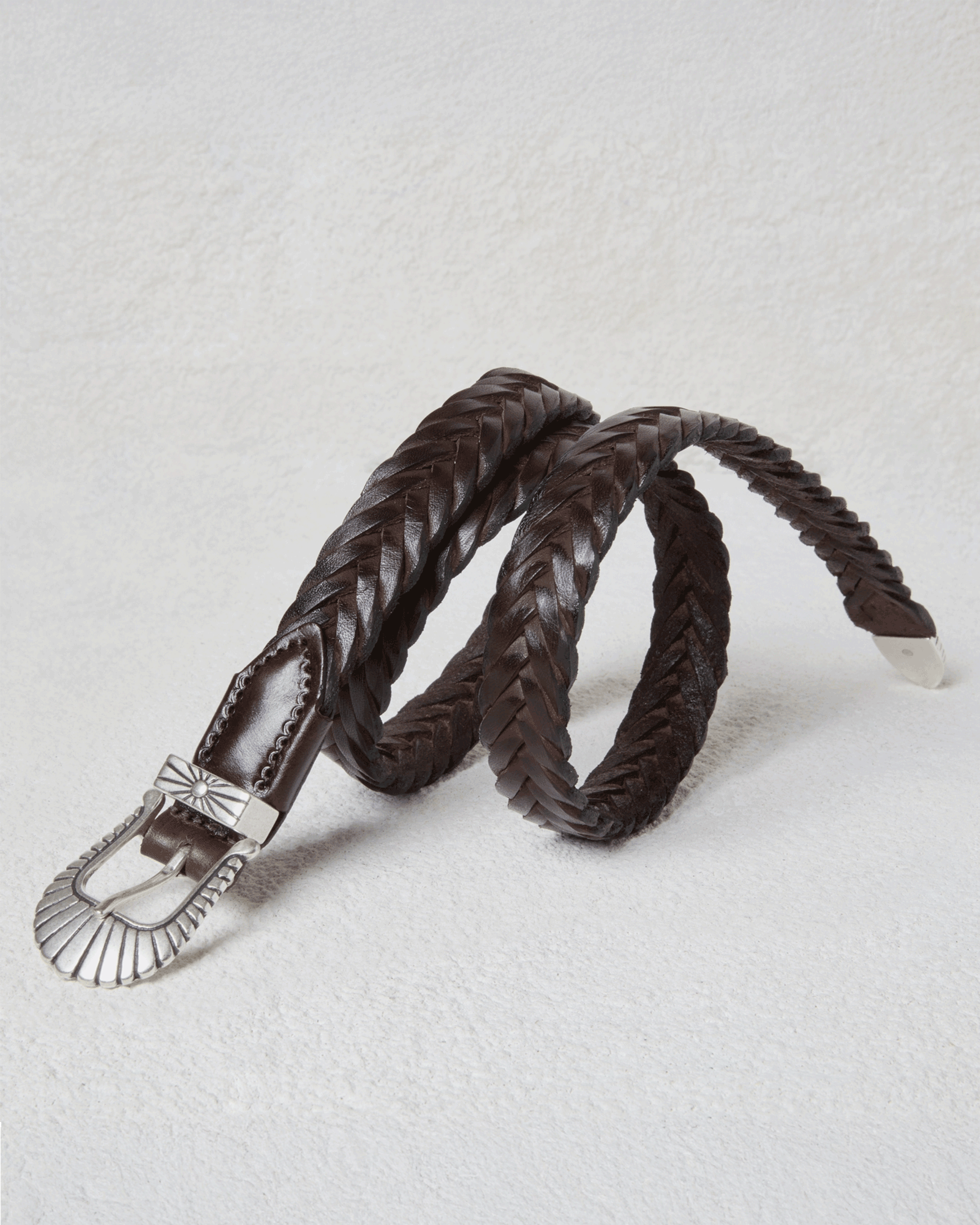 Dark Brown Braided Leather Belt