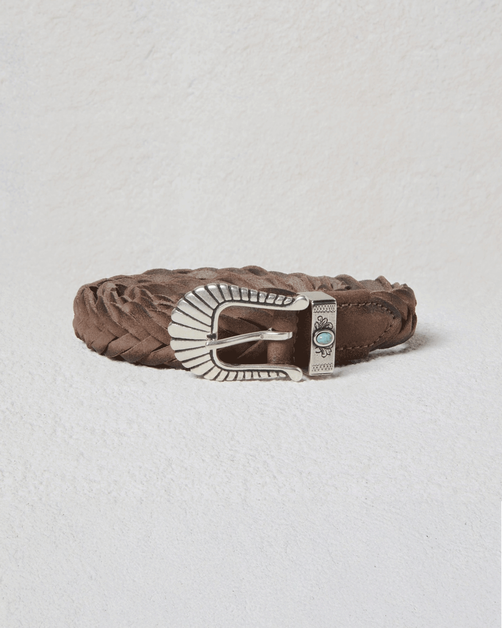 Light Brown Braided Leather Belt